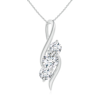 6.4mm FGVS Lab-Grown Diamond Three Stone Pendant with Twisted Bale in P950 Platinum