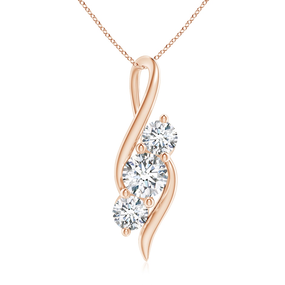 6.4mm FGVS Lab-Grown Diamond Three Stone Pendant with Twisted Bale in Rose Gold 