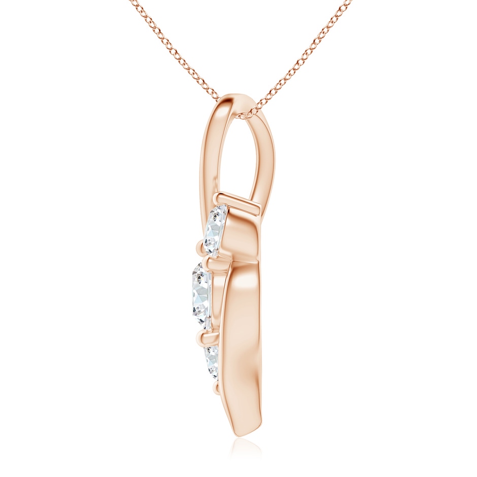 6.4mm FGVS Lab-Grown Diamond Three Stone Pendant with Twisted Bale in Rose Gold side 199