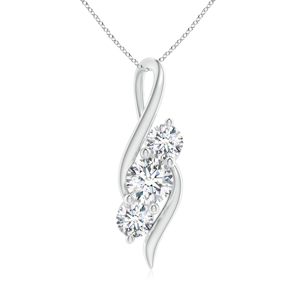 6.4mm FGVS Lab-Grown Diamond Three Stone Pendant with Twisted Bale in White Gold 