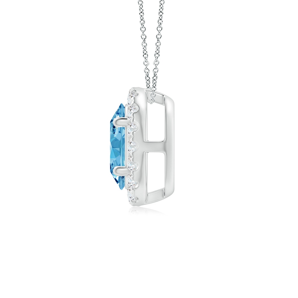 7x5mm Labgrown Oval Lab-Grown Fancy Intense Blue Diamond Halo Pendant in White Gold - side 199