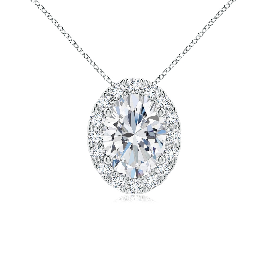 7.7x5.7mm FGVS Lab-Grown Oval Diamond Halo Pendant in P950 Platinum