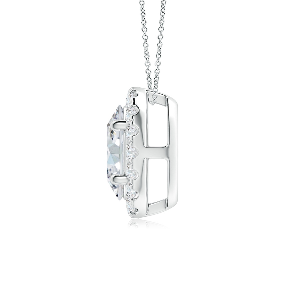 7.7x5.7mm FGVS Lab-Grown Oval Diamond Halo Pendant in White Gold - side 199