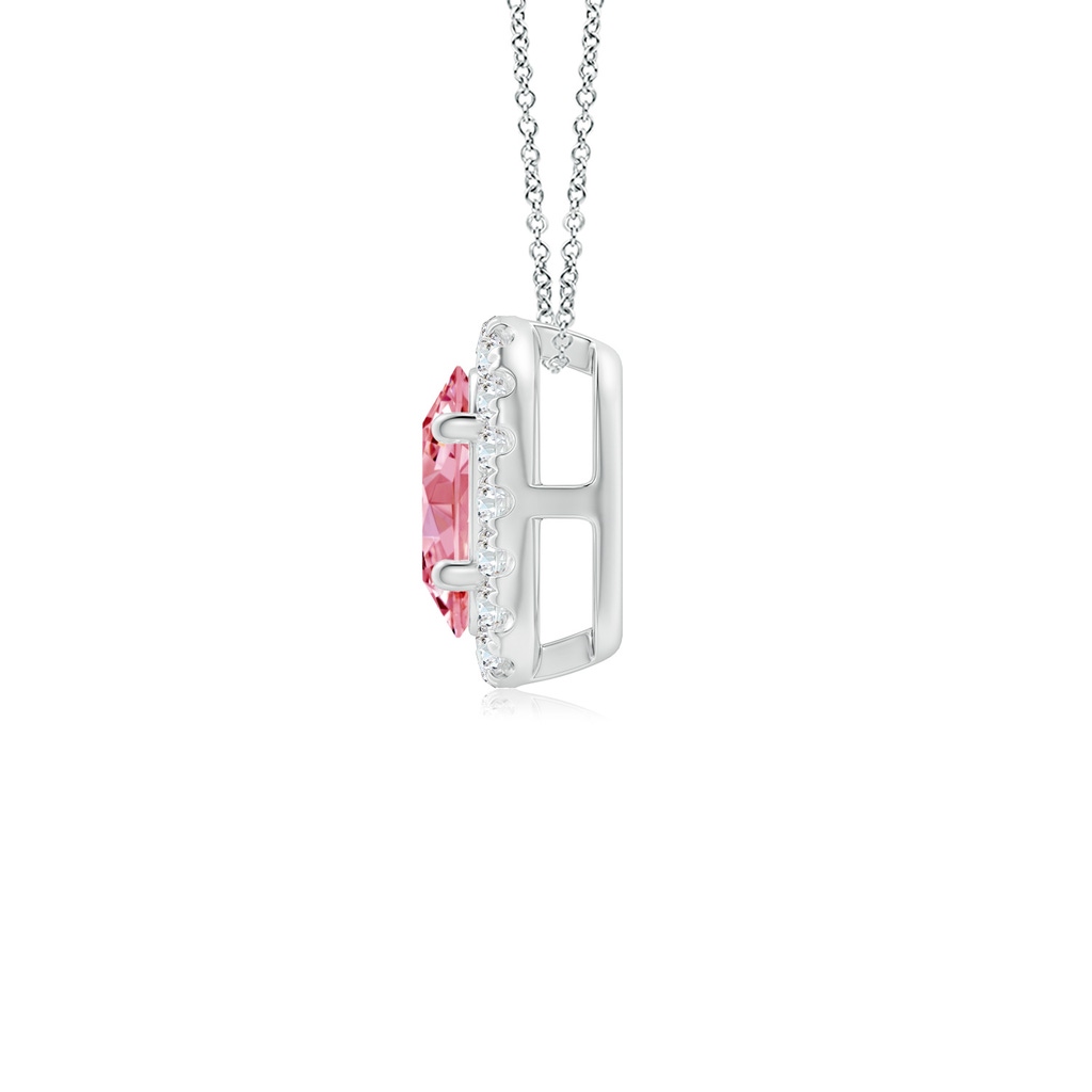 6x4mm Labgrown Oval Lab-Grown Fancy Intense Pink Diamond Halo Pendant in P950 Platinum - side 199