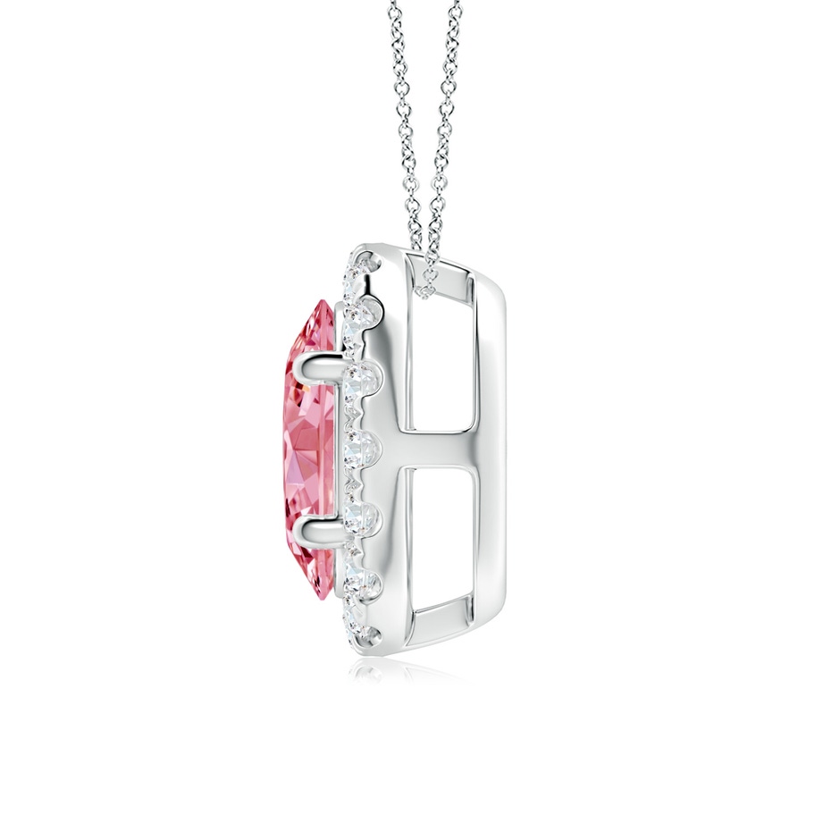 8.5x6.5mm Labgrown Oval Lab-Grown Fancy Intense Pink Diamond Halo Pendant in White Gold side 199