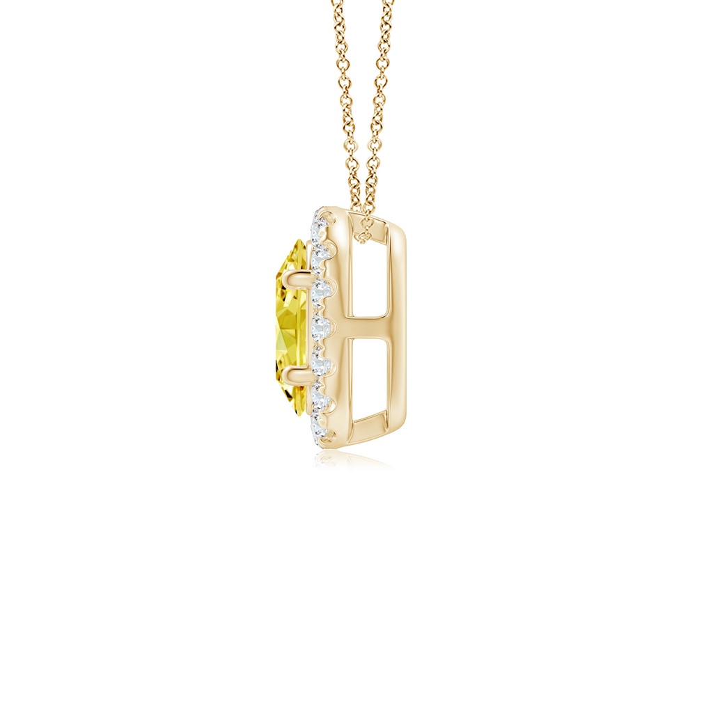 6x4mm Labgrown Oval Lab-Grown Fancy Intense Yellow Diamond Halo Pendant in Yellow Gold - side 199