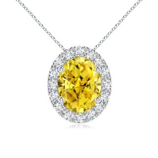 8.5x6.5mm Labgrown Oval Lab-Grown Fancy Intense Yellow Diamond Halo Pendant in P950 Platinum