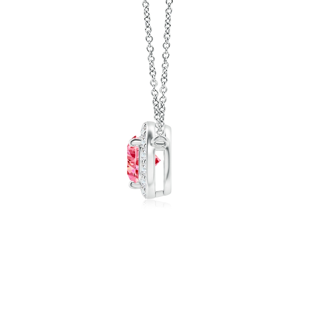 6x4mm Labgrown Sideways Pear-Shaped Lab-Grown Fancy Intense Pink Diamond Halo Pendant in White Gold - side 199