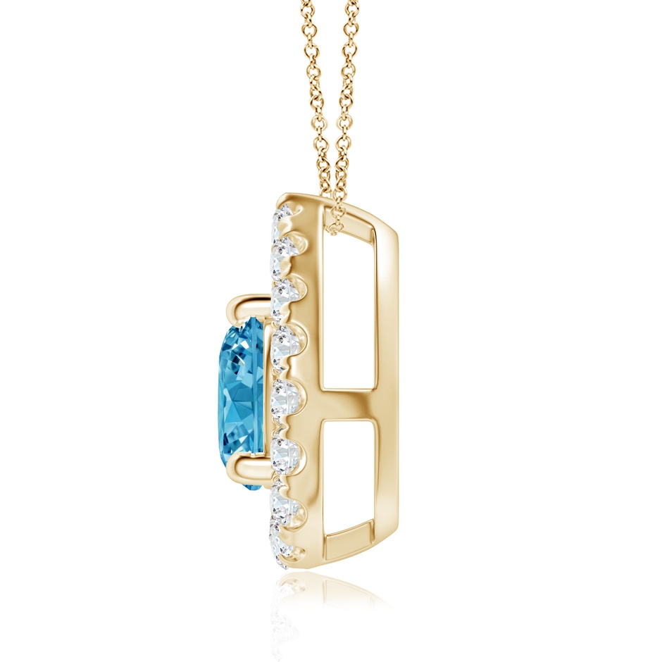 6mm Labgrown Floating Round Lab-Grown Fancy Intense Blue Diamond Pendant with Pear-Shaped Halo in Yellow Gold side 199