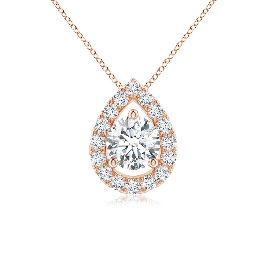 4.6mm FGVS Lab-Grown Floating Round Diamond Pendant with Pear-Shaped Halo in Rose Gold 