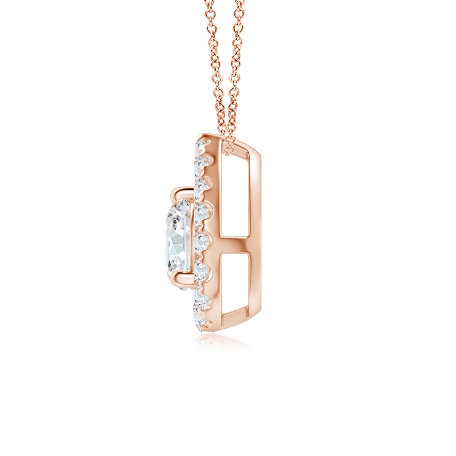 4.6mm FGVS Lab-Grown Floating Round Diamond Pendant with Pear-Shaped Halo in Rose Gold side 199