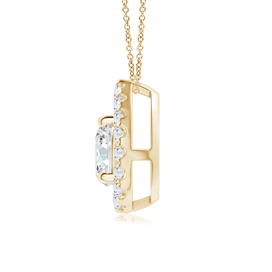 5.2mm FGVS Lab-Grown Floating Round Diamond Pendant with Pear-Shaped Halo in Yellow Gold side 199