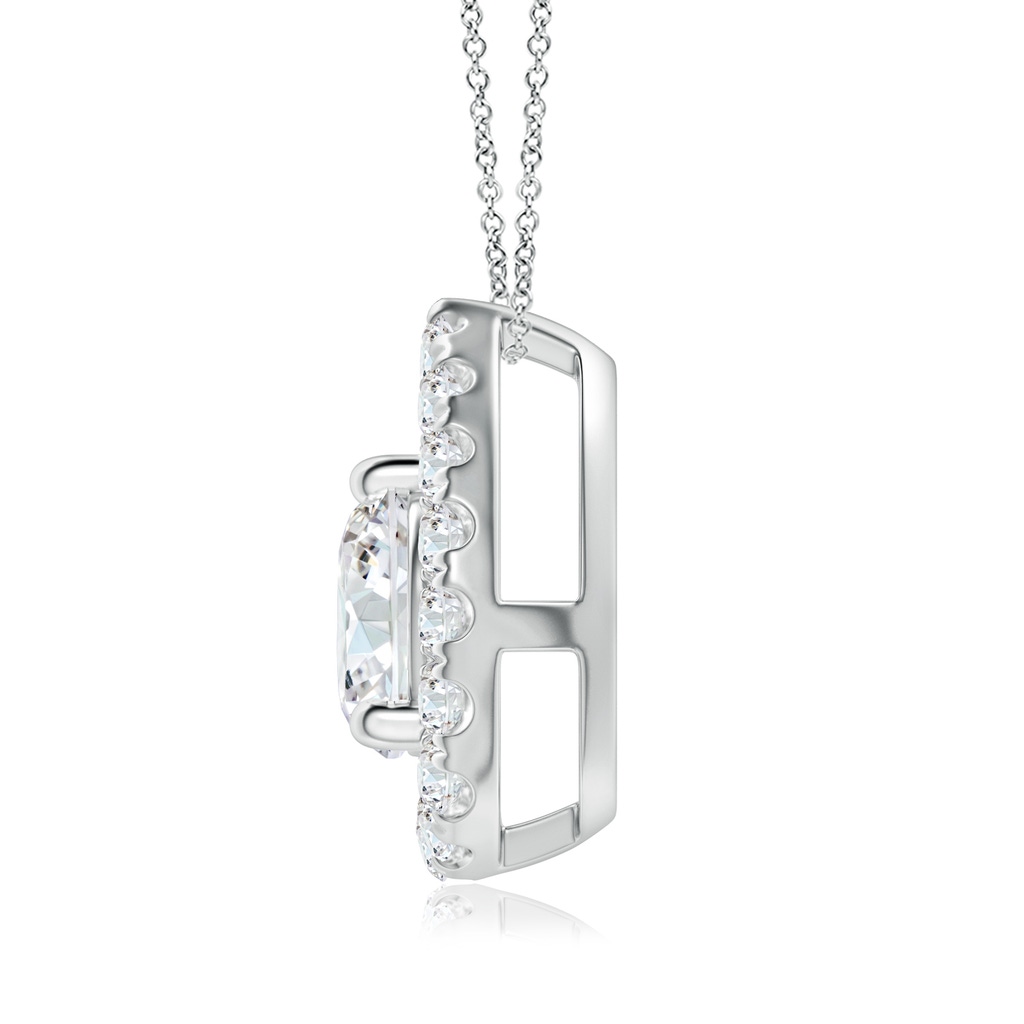 6mm FGVS Lab-Grown Floating Round Diamond Pendant with Pear-Shaped Halo in White Gold - side 199