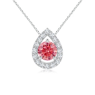 4.6mm Labgrown Floating Round Lab-Grown Fancy Intense Pink Diamond Pendant with Pear-Shaped Halo in P950 Platinum