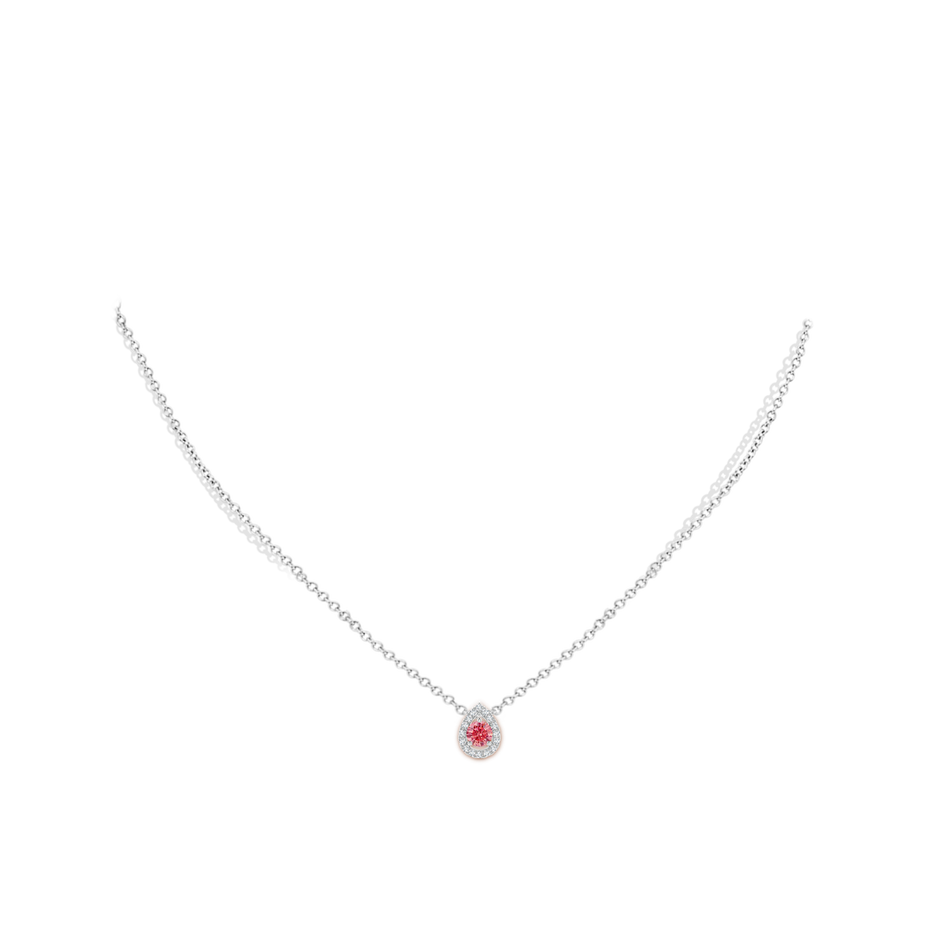 4.6mm Labgrown Floating Round Lab-Grown Fancy Intense Pink Diamond Pendant with Pear-Shaped Halo in P950 Platinum pen