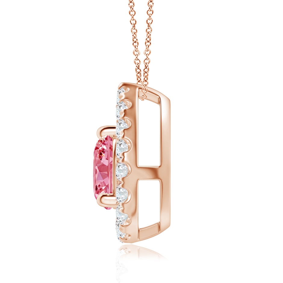6mm Labgrown Floating Round Lab-Grown Fancy Intense Pink Diamond Pendant with Pear-Shaped Halo in Rose Gold side 199