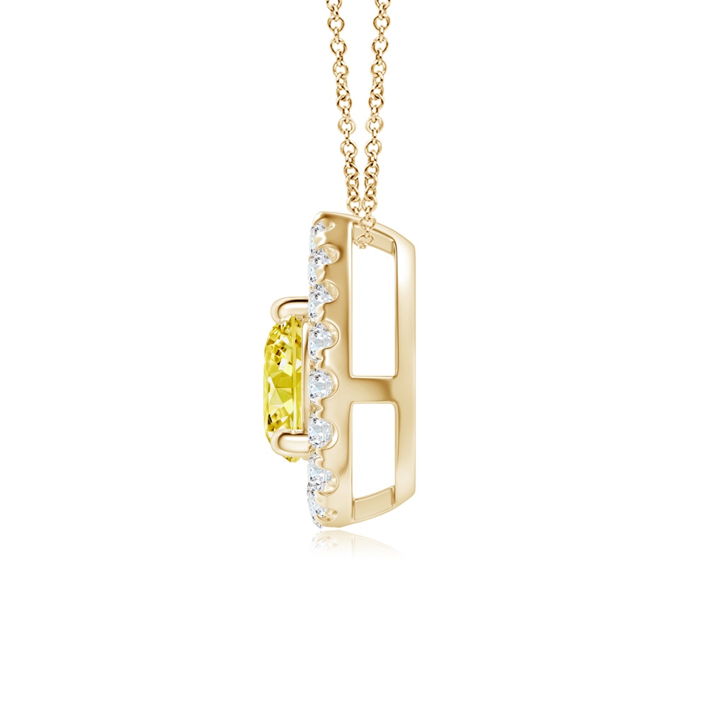 4.6mm Labgrown Floating Round Lab-Grown Fancy Intense Yellow Diamond Pendant with Pear-Shaped Halo in Yellow Gold - side 199