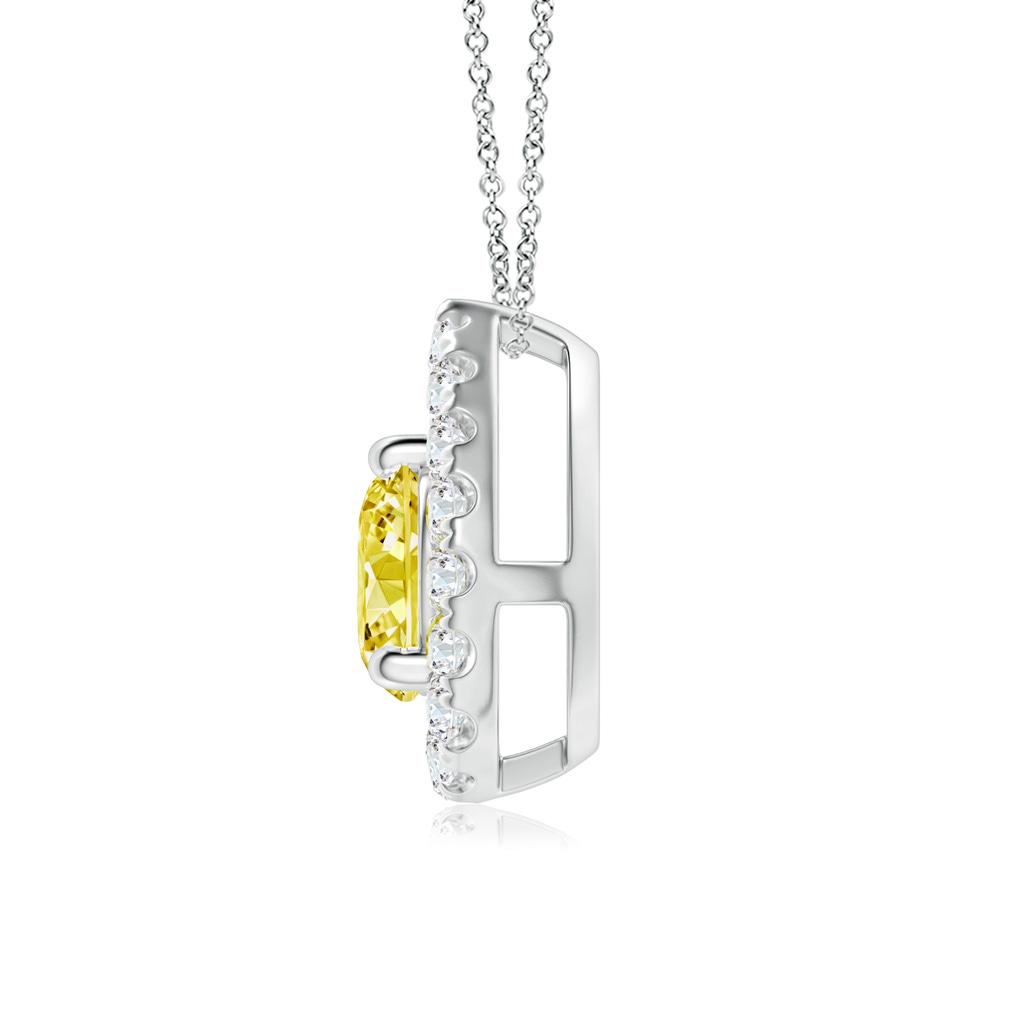 5.2mm Labgrown Floating Round Lab-Grown Fancy Intense Yellow Diamond Pendant with Pear-Shaped Halo in White Gold - side 199