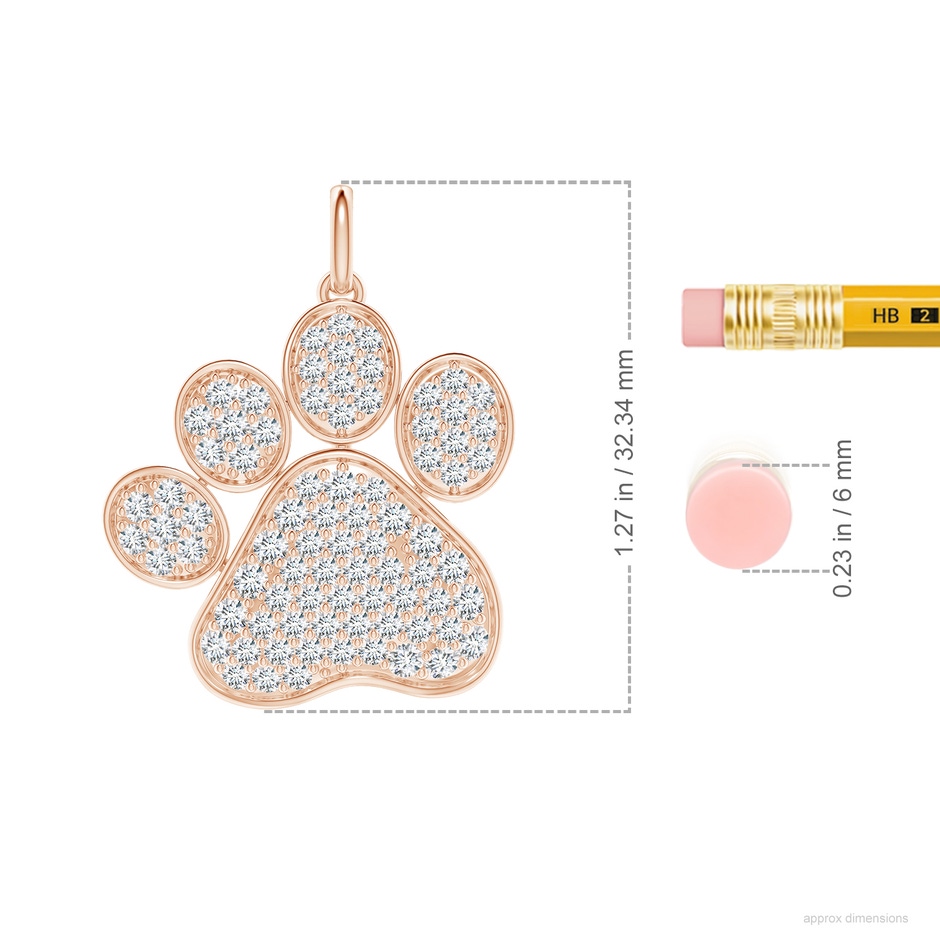 1.9mm FGVS Lab-Grown Pave-Set Diamond Paw Pendant in Rose Gold ruler
