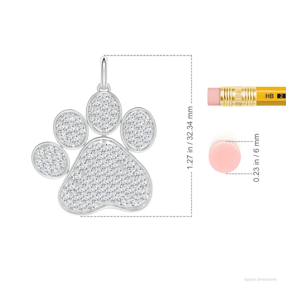 1.9mm FGVS Lab-Grown Pave-Set Diamond Paw Pendant in White Gold ruler