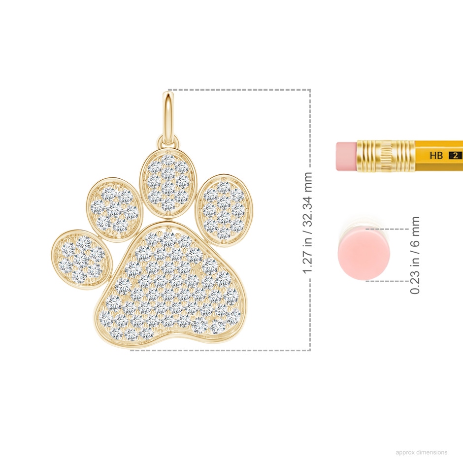 1.9mm FGVS Lab-Grown Pave-Set Diamond Paw Pendant in Yellow Gold ruler