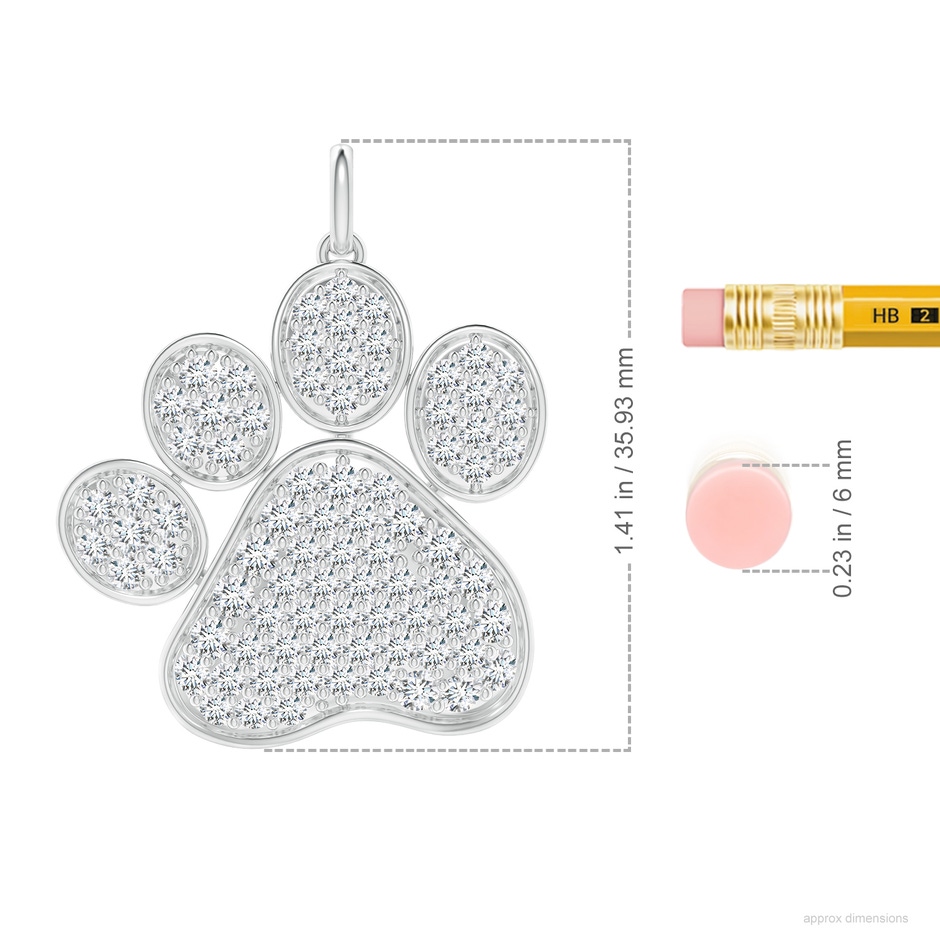 2mm FGVS Lab-Grown Pave-Set Diamond Paw Pendant in White Gold ruler