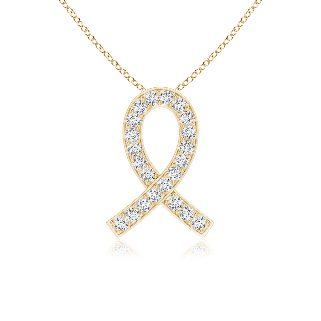 2.2mm FGVS Lab-Grown Pave-Set Diamond Awareness Ribbon Pendant in Yellow Gold