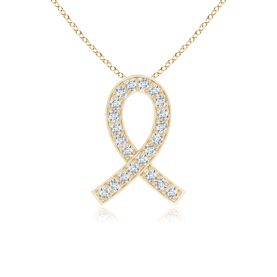 2.2mm FGVS Lab-Grown Pave-Set Diamond Awareness Ribbon Pendant in Yellow Gold 