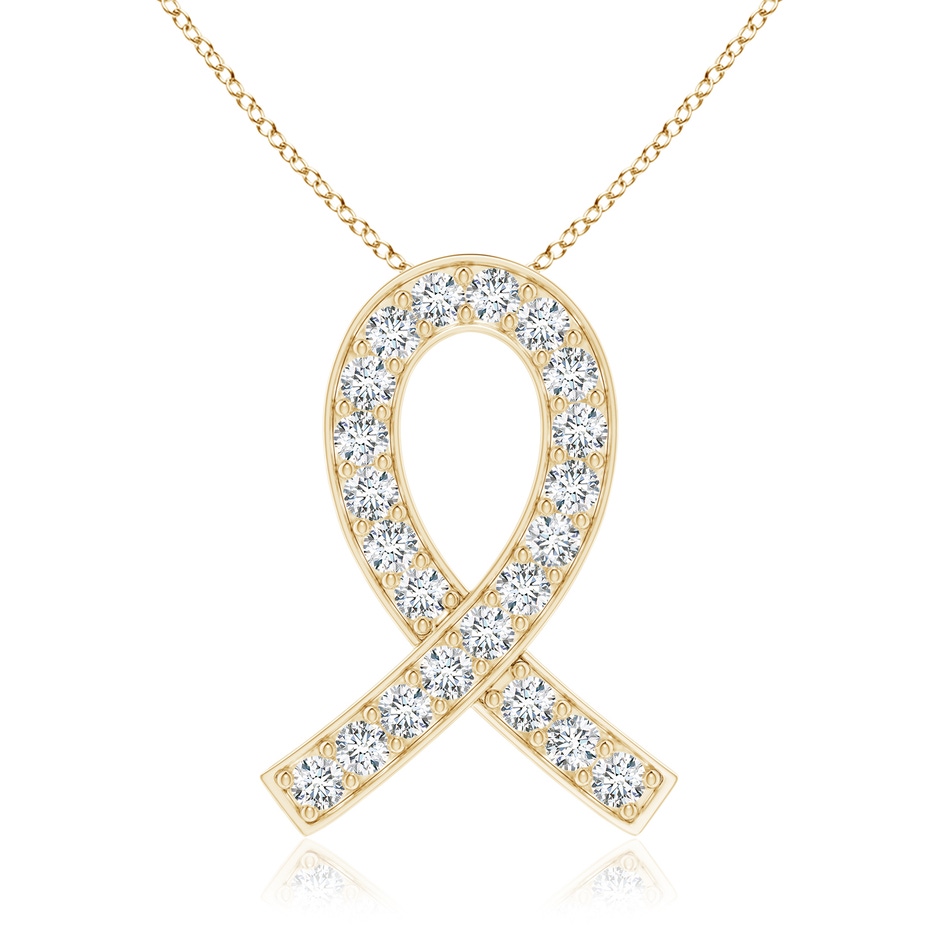 2.9mm FGVS Lab-Grown Pave-Set Diamond Awareness Ribbon Pendant in Yellow Gold 