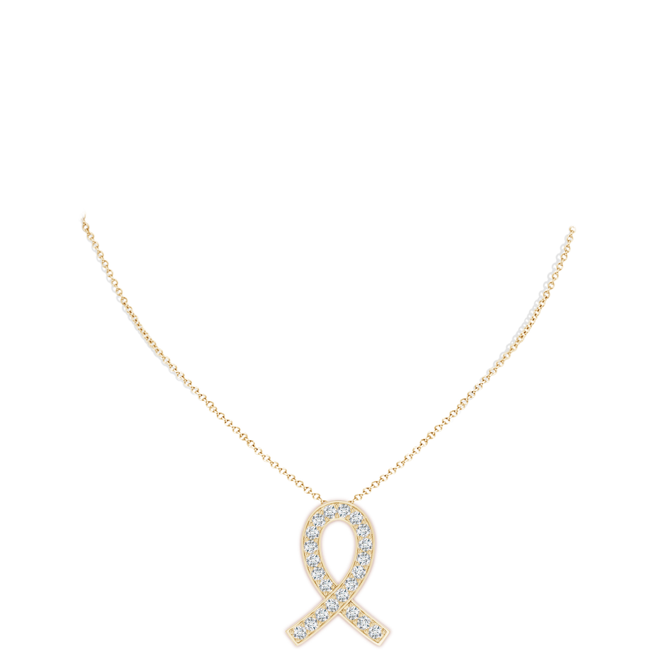 2.9mm FGVS Lab-Grown Pave-Set Diamond Awareness Ribbon Pendant in Yellow Gold pen
