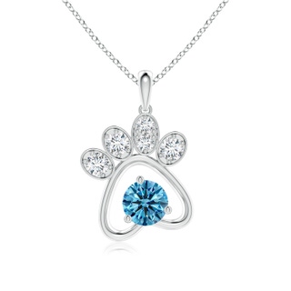 5.1mm Labgrown Lab-Grown Fancy Intense Blue Diamond Paw Print Pendant in P950 Platinum