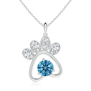 5.9mm Labgrown Lab-Grown Fancy Intense Blue Diamond Paw Print Pendant in P950 Platinum