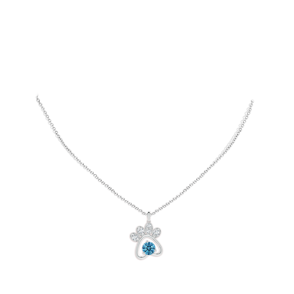 5.9mm Labgrown Lab-Grown Fancy Intense Blue Diamond Paw Print Pendant in P950 Platinum pen