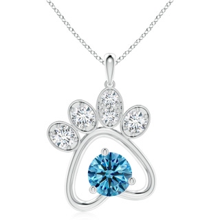 6.4mm Labgrown Lab-Grown Fancy Intense Blue Diamond Paw Print Pendant in P950 Platinum