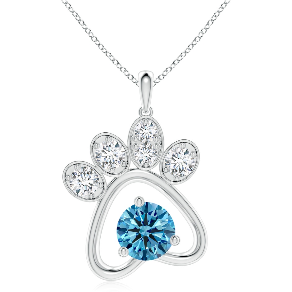 6.4mm Labgrown Lab-Grown Fancy Intense Blue Diamond Paw Print Pendant in P950 Platinum 