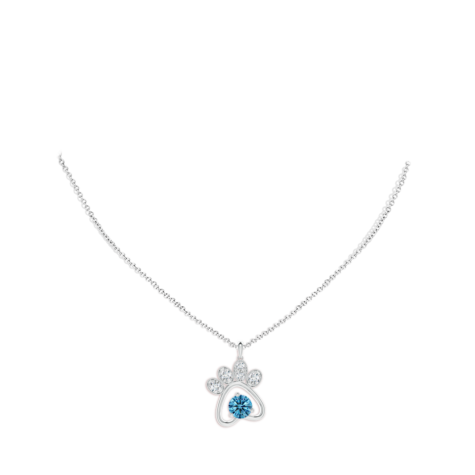 6.4mm Labgrown Lab-Grown Fancy Intense Blue Diamond Paw Print Pendant in P950 Platinum pen
