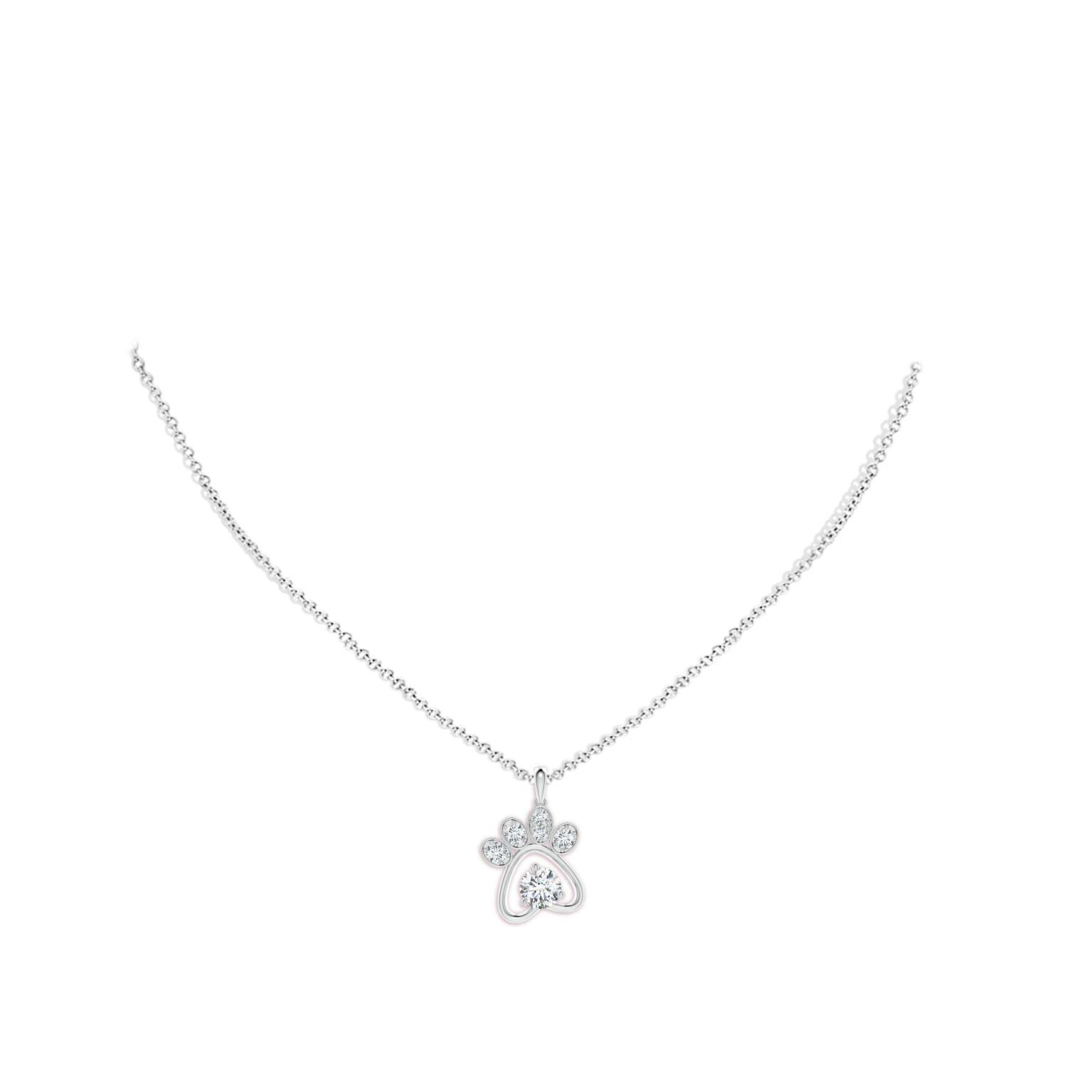5.1mm FGVS Lab-Grown Diamond Paw Print Pendant in White Gold - body_neck