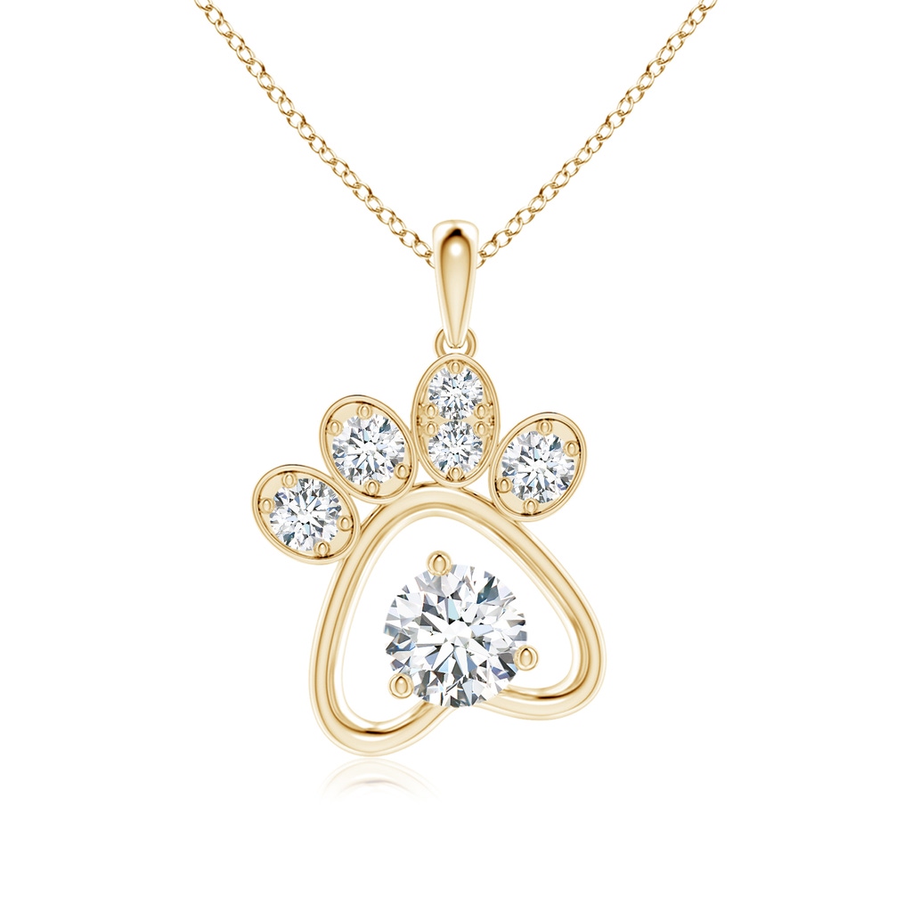 5.1mm FGVS Lab-Grown Diamond Paw Print Pendant in Yellow Gold