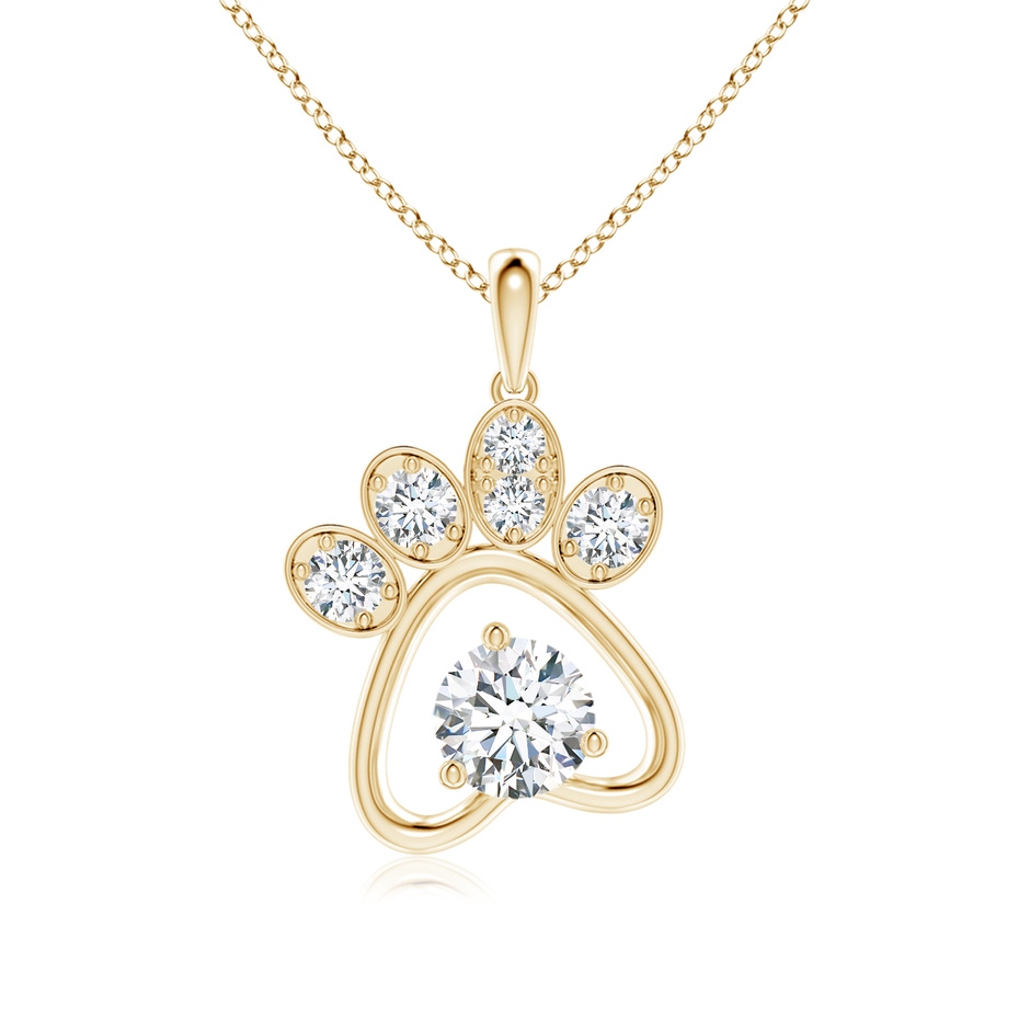 5.1mm FGVS Lab-Grown Diamond Paw Print Pendant in Yellow Gold 