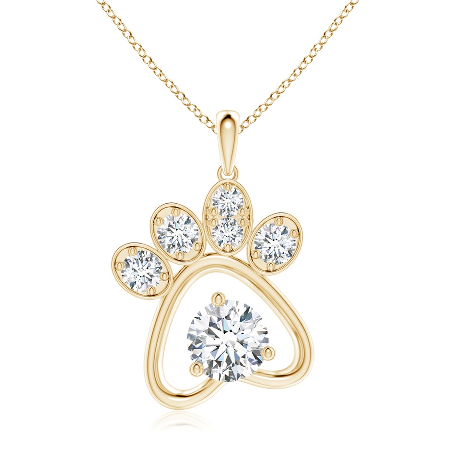 5.9mm FGVS Lab-Grown Diamond Paw Print Pendant in Yellow Gold 