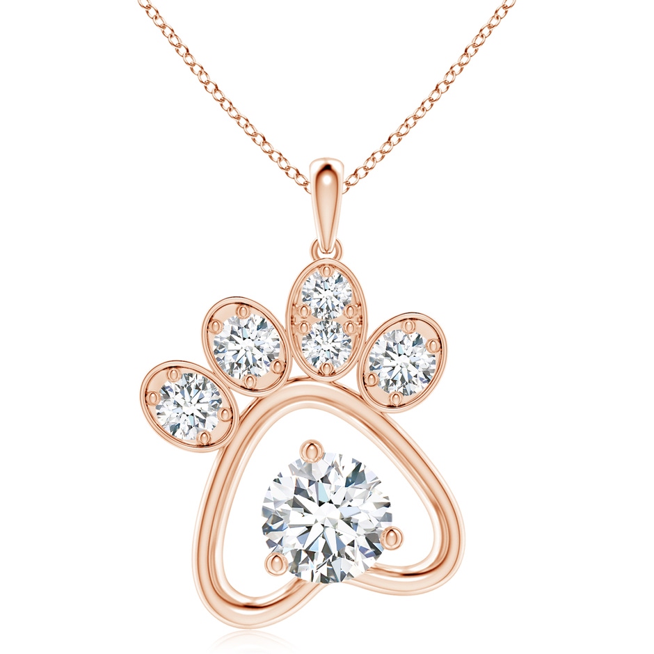 6.4mm FGVS Lab-Grown Diamond Paw Print Pendant in 18K Rose Gold 