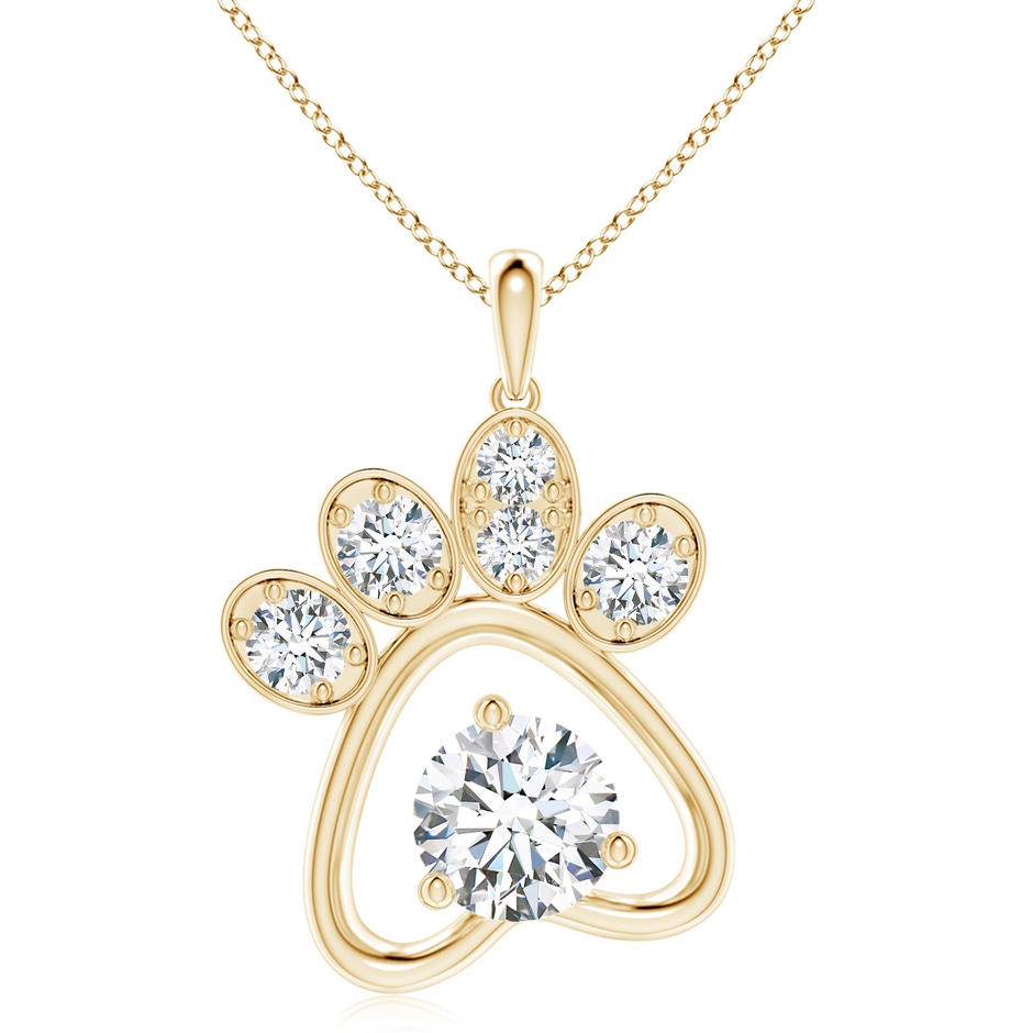 6.4mm FGVS Lab-Grown Diamond Paw Print Pendant in 18K Yellow Gold 