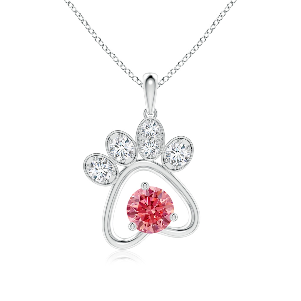 5.1mm Labgrown Lab-Grown Fancy Intense Pink Diamond Paw Print Pendant in P950 Platinum