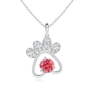 5.1mm Labgrown Lab-Grown Fancy Intense Pink Diamond Paw Print Pendant in P950 Platinum