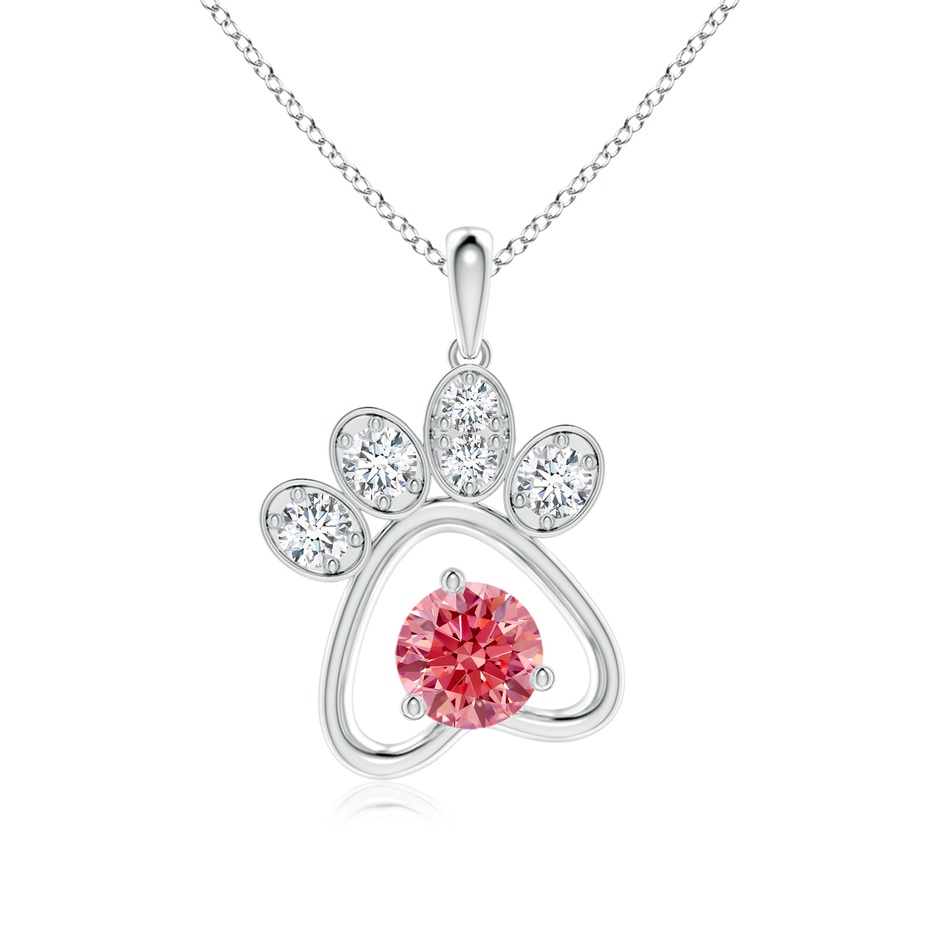 5.1mm Labgrown Lab-Grown Fancy Intense Pink Diamond Paw Print Pendant in P950 Platinum 