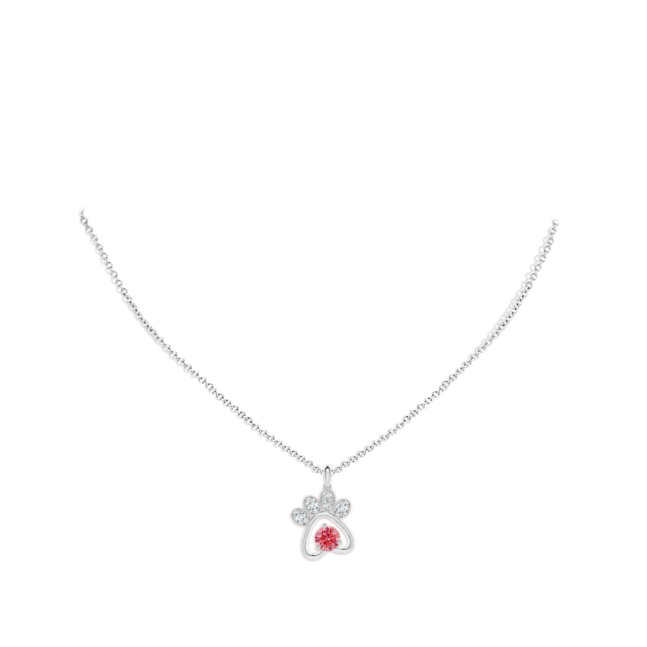5.1mm Labgrown Lab-Grown Fancy Intense Pink Diamond Paw Print Pendant in P950 Platinum pen