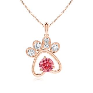 5.1mm Labgrown Lab-Grown Fancy Intense Pink Diamond Paw Print Pendant in Rose Gold