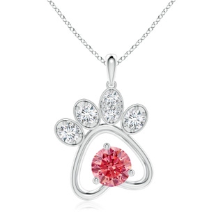 5.9mm Labgrown Lab-Grown Fancy Intense Pink Diamond Paw Print Pendant in P950 Platinum