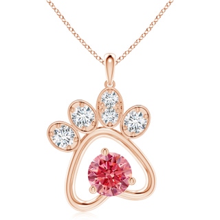 6.4mm Labgrown Lab-Grown Fancy Intense Pink Diamond Paw Print Pendant in 18K Rose Gold