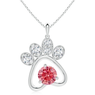 6.4mm Labgrown Lab-Grown Fancy Intense Pink Diamond Paw Print Pendant in P950 Platinum